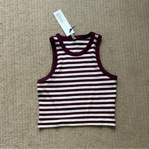 KOTN Women’s Crop Racer Tank, M, Plum/Marshmallow